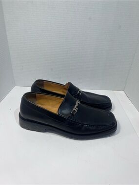 Bruno Magli Black Leather Bit Loafers